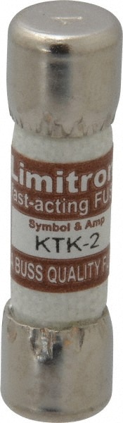 Cooper Bussmann KTK-2 Cartridge Fast-Acting Fuse: 2 A, 10.3 mm Dia Image