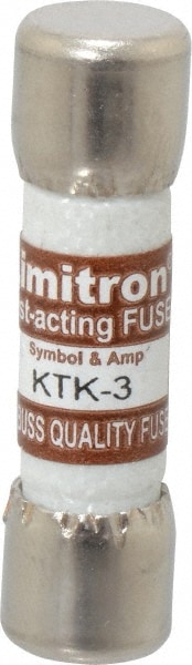 Cooper Bussmann KTK-3 Cartridge Fast-Acting Fuse: 3 A, 10.3 mm Dia Image