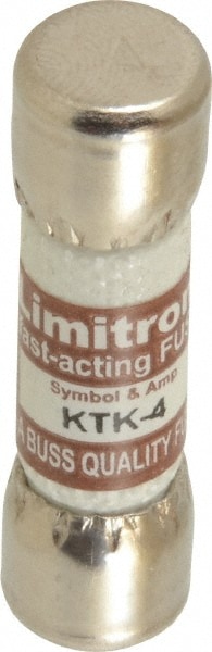 Cooper Bussmann KTK-4 Cartridge Fast-Acting Fuse: 4 A, 10.3 mm Dia Image