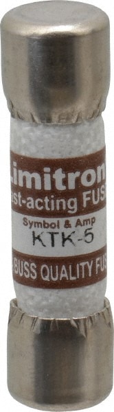 Cooper Bussmann KTK-5 Cartridge Fast-Acting Fuse: 5 A, 10.3 mm Dia Image