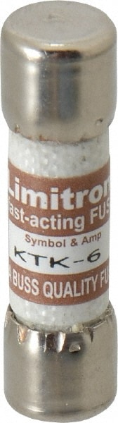 Cooper Bussmann KTK-6 Cartridge Fast-Acting Fuse: 6 A, 10.3 mm Dia Image