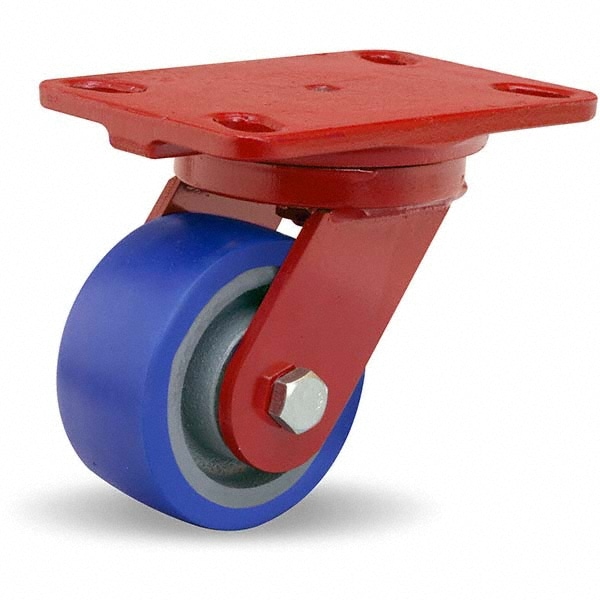 Hamilton S-HS-4SPB Swivel Top Plate Caster: Polyurethane, 4" Wheel Dia, 2" Wheel Width, 600 lb Capacity, 5-5/8" OAH Image