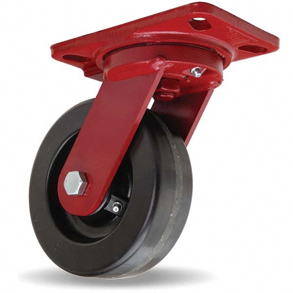 Hamilton S-HS-6P-4SL-FB Swivel Top Plate Caster: Phenolic, 6" Wheel Dia, 2" Wheel Width, 1,200 lb Capacity, 7-3/4" OAH 