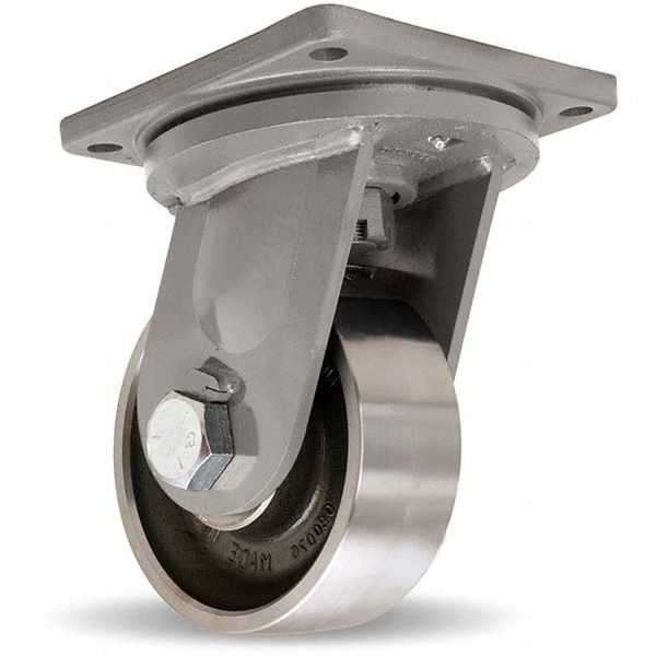 Hamilton S-MD-83FST Swivel Top Plate Caster: Forged Steel, 8" Wheel Dia, 3" Wheel Width, 6,000 lb Capacity, 11" OAH 