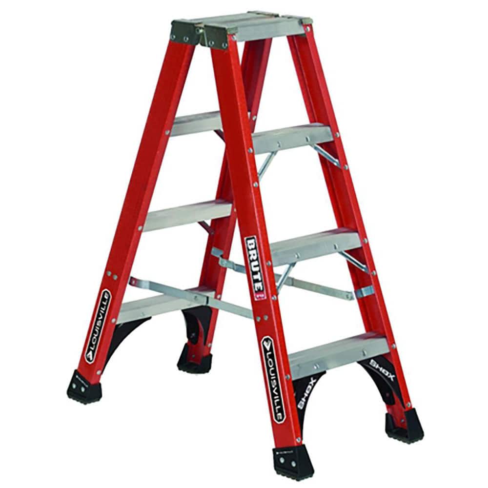 Louisville FM1404HD 3-Step Ladder: Fiberglass, Type IAA, 4 OAH 