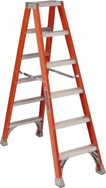 Louisville FM1504 5-Step Ladder: Fiberglass, Type IA, 4 OAH 