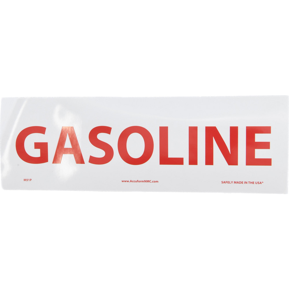 4"X12" PRES SENS VNYL GASOLINE SIGN - Vinyl, Adhesive-Backed, 4" High, 12" Wide