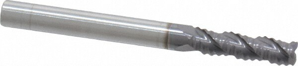Corner Radius End Mill: 3/16" Dia, 5/8" LOC, 0.03 to 0.035" Radius, 3 Flutes, Solid Carbide