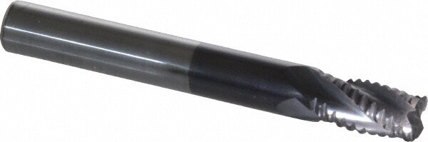 Corner Radius End Mill: 5/16" Dia, 1/2" LOC, 0.04 to 0.05" Radius, 4 Flutes, Solid Carbide