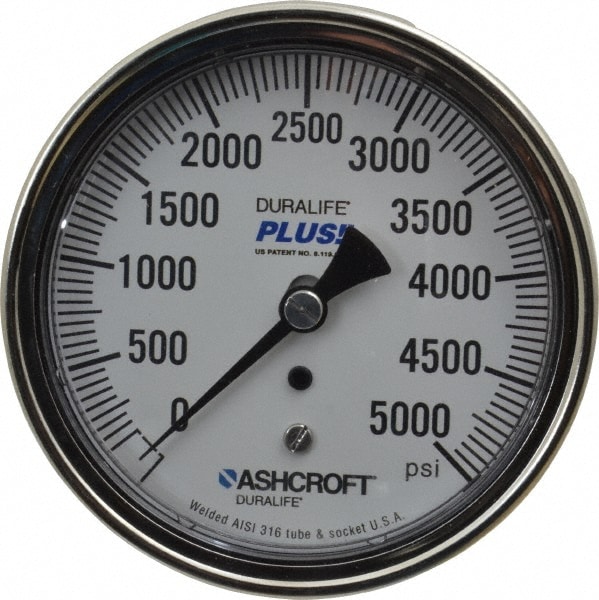 Ashcroft 83255XLL Pressure Gauge: 3-1/2" Dial, 1/4" Thread, Center Back Mount Image