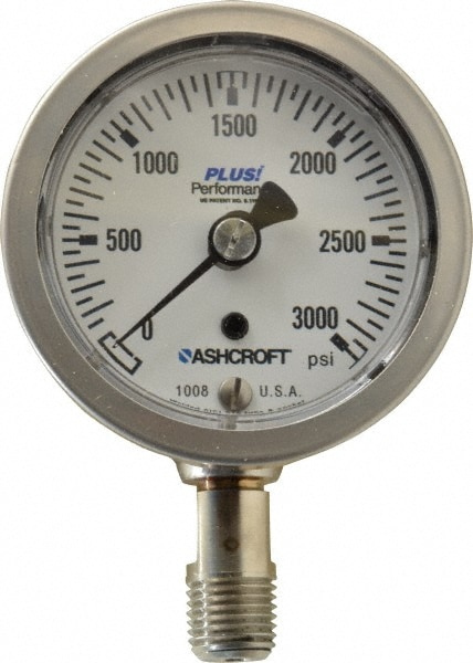 Ashcroft 94463XLL Pressure Gauge: 2-1/2" Dial, 1/4" Thread, Lower Mount Image