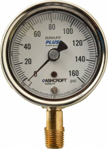 Details about   Ashcroft Pressure Gauge 2 1/2 inch Dial 1/2 inch Tread 160 psi 