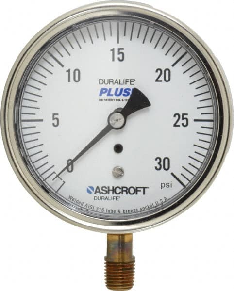XUC 1/4" NPT Hg vac 3-1/2" 30-0 in Panel Mount Ashcroft Pressure Gauge 
