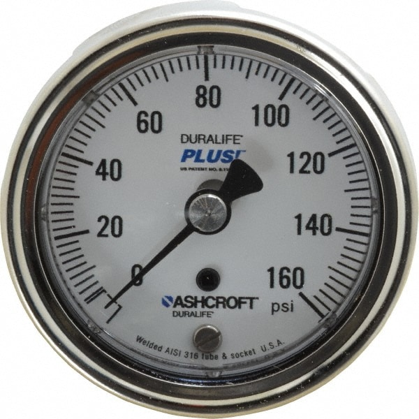 Ashcroft 94890XLL Pressure Gauge: 2-1/2" Dial, 1/4" Thread, Center Back Mount Image