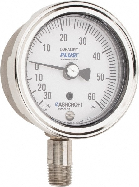 Ashcroft 95086XLL Pressure Gauge: 2-1/2" Dial, 1/4" Thread, Lower Mount Image