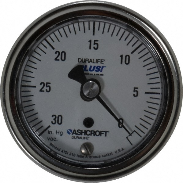 Ashcroft 95428XLL Pressure Gauge: 2-1/2" Dial, 1/4" Thread, Center Back Mount Image