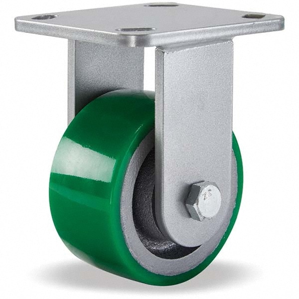 Hamilton R-WH-4DB Rigid Top Plate Caster: Polyurethane, 4" Wheel Dia, 2" Wheel Width, 750 lb Capacity, 5-5/8" OAH 