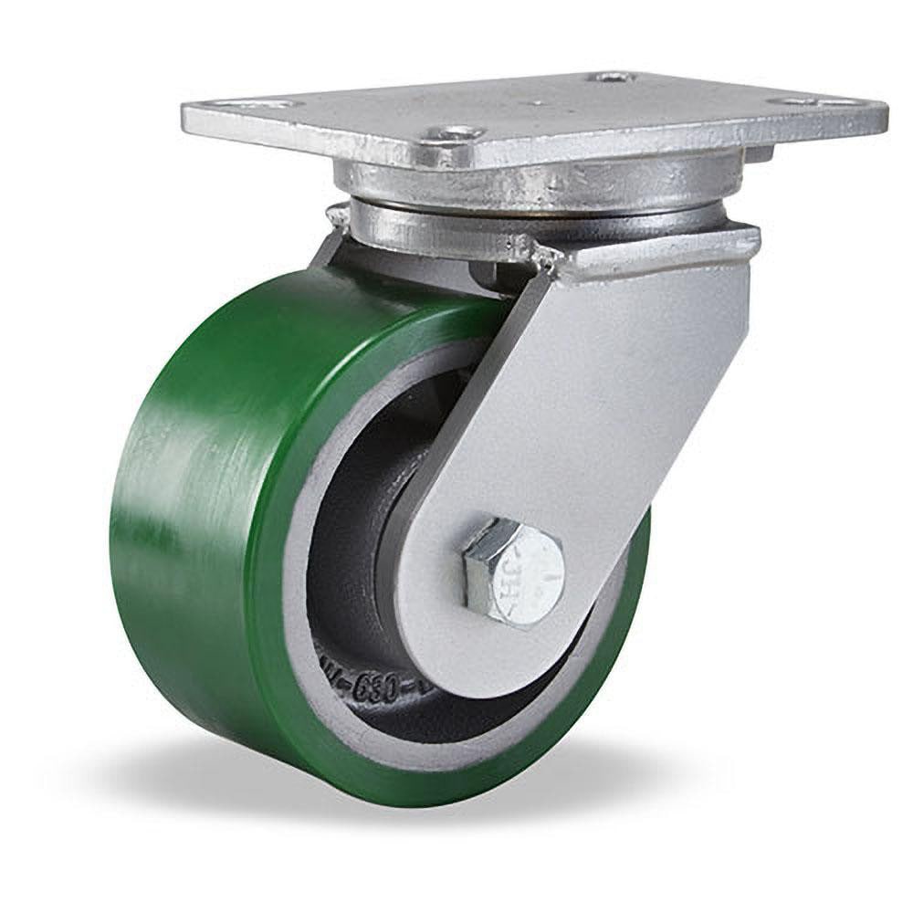 Hamilton S-CH-63DB-4SLZB Swivel Top Plate Caster: Polyurethane, 6" Wheel Dia, 3" Wheel Width, 2,200 lb Capacity, 8" OAH 