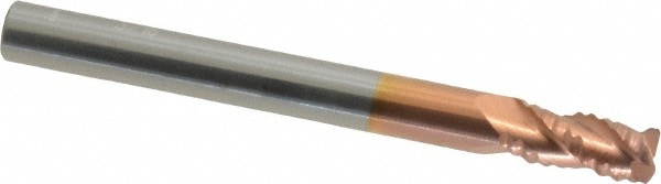 ProMax 101-01222 Corner Radius End Mill: 3/16" Dia, 3/8" LOC, 0.025 to 0.035" Radius, 3 Flutes, Solid Carbide Image