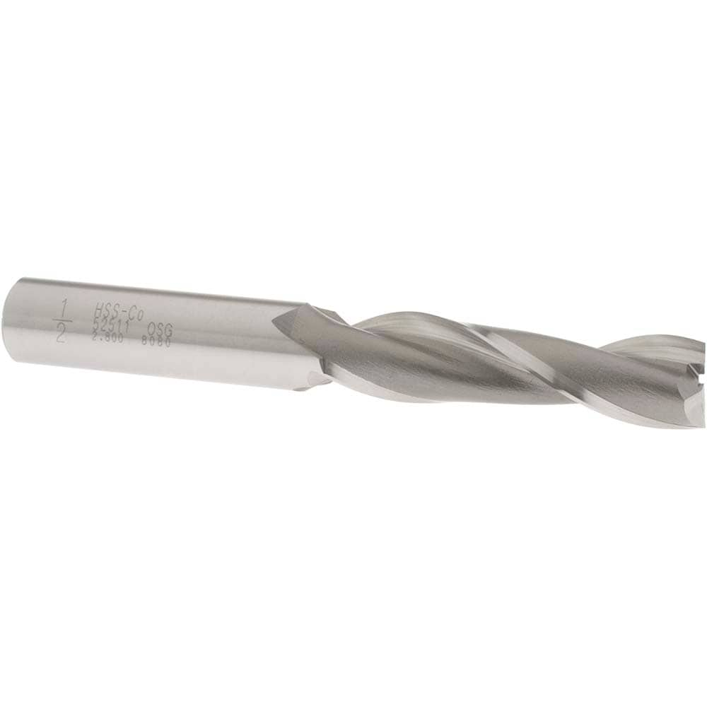 OSG 5251100 Square End Mill: 1/2 Dia, 2 LOC, 1/2 Shank Dia, 4 OAL, 2 Flutes, Cobalt Image