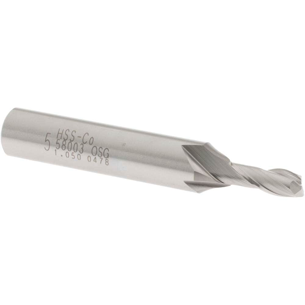 OSG 5800300 Square End Mill: 0.1969 Dia, 1/2 LOC, 3/8 Shank Dia, 2-5/16 OAL, 2 Flutes, Cobalt Image