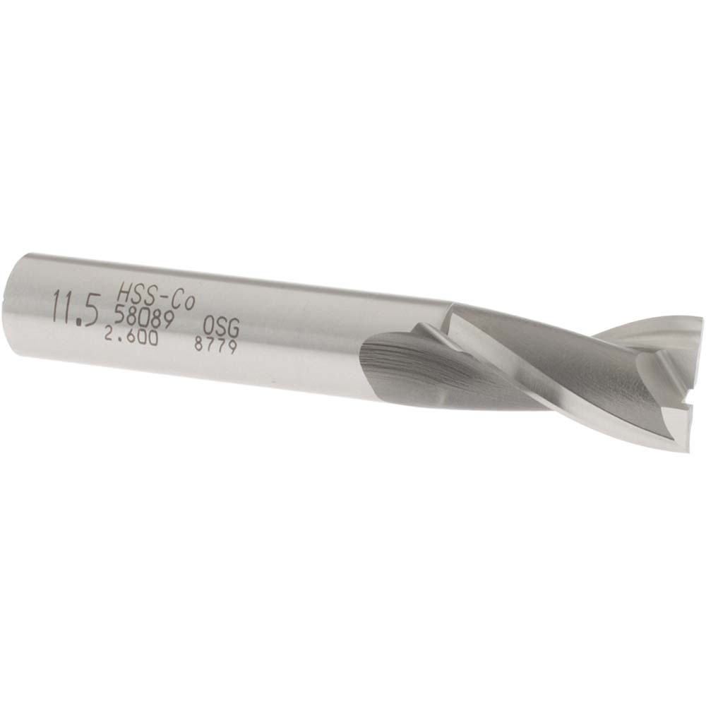 OSG 5808900 Square End Mill: 0.4528 Dia, 13/16 LOC, 3/8 Shank Dia, 2-1/2 OAL, 2 Flutes, Cobalt Image