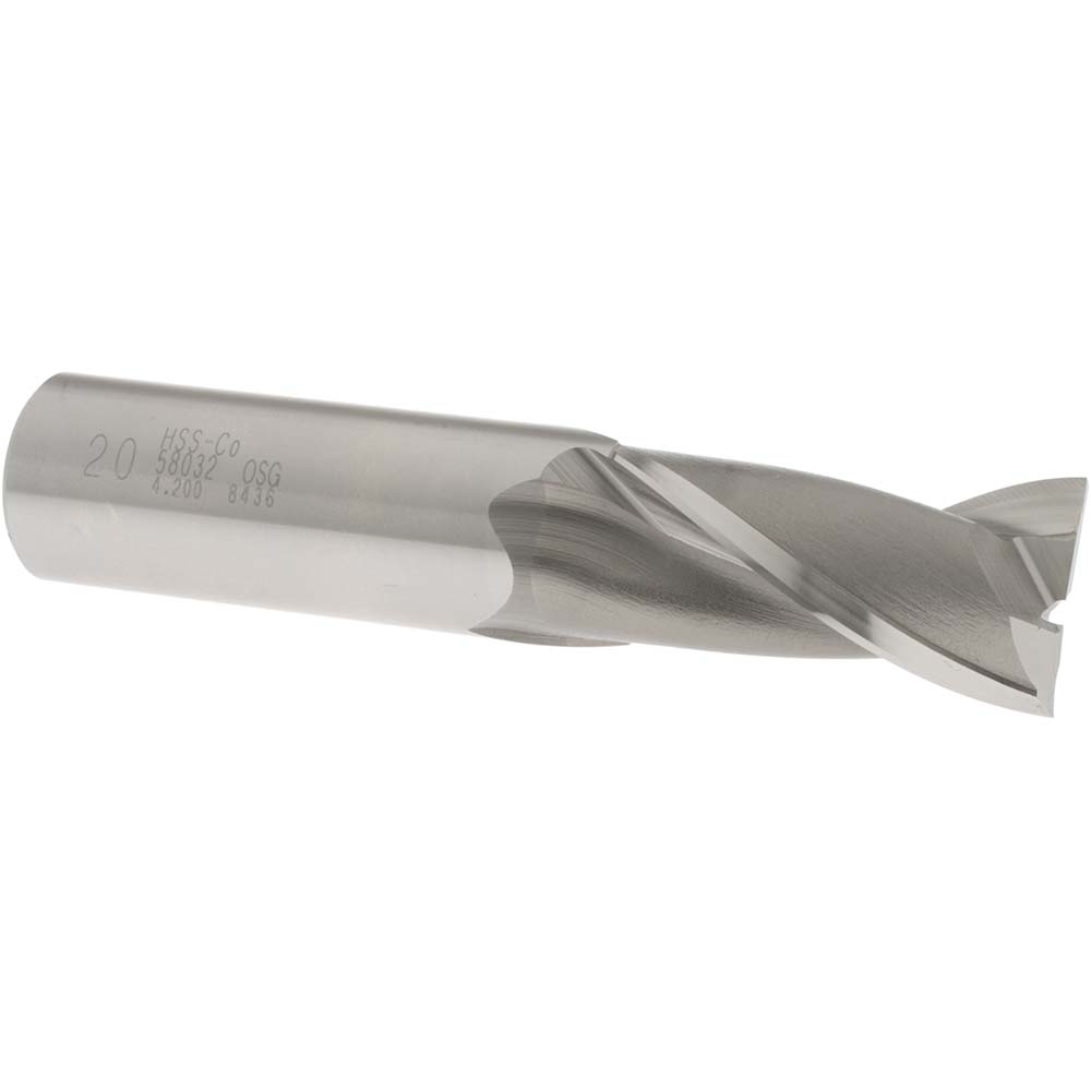 OSG 5803200 Square End Mill: 0.7874 Dia, 1-1/2 LOC, 3/4 Shank Dia, 3-3/4 OAL, 2 Flutes, Cobalt Image