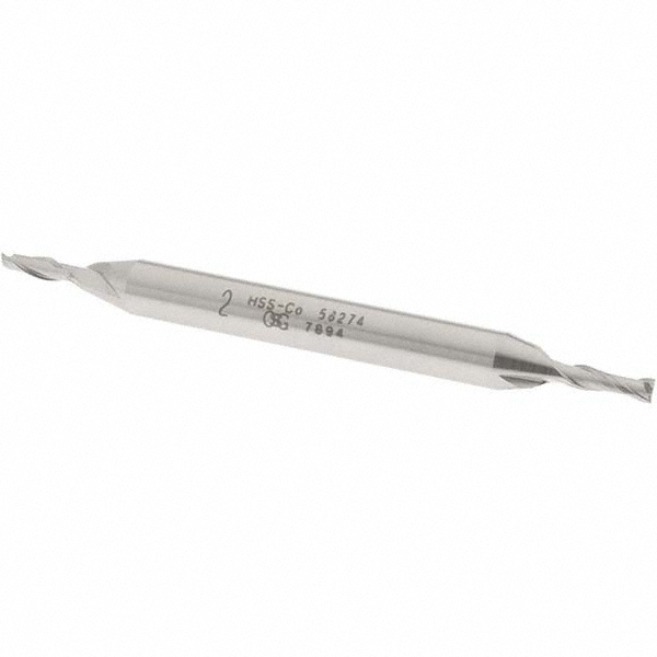 Square End Mill: 0.0787'' Dia, 15/64'' LOC, 3/16'' Shank Dia, 2-1/4'' OAL, 2 Flutes, Cobalt