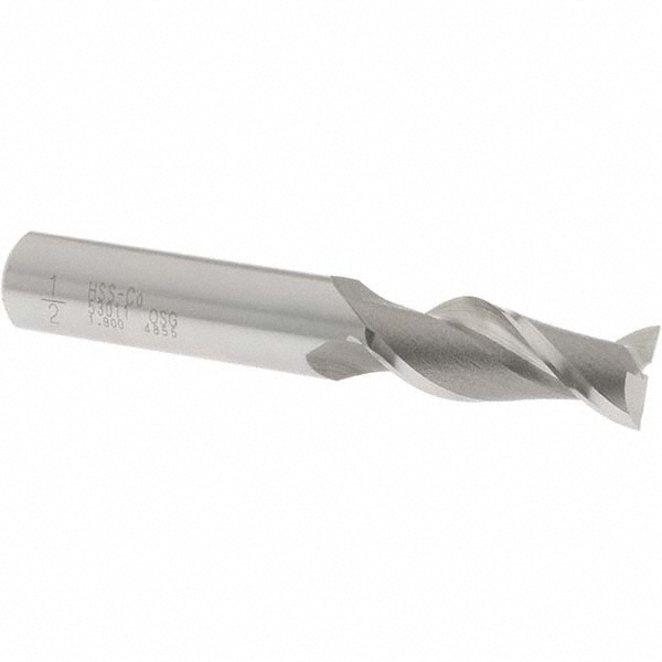 OSG 5301100 Square End Mill: 1/2 Dia, 1-1/4 LOC, 1/2 Shank Dia, 3-1/4 OAL, 2 Flutes, Cobalt Image