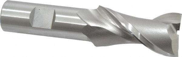 Square End Mill: 1" Dia, 1-7/8" LOC, 2 Flute, Cobalt - 4-1/8" OAL, 3/4" Shank Dia, 45 deg Helix, Bright/Uncoated Finish, Single End, Series 530
