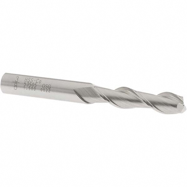 OSG 5350500 Square End Mill: 3/8 Dia, 1-1/2 LOC, 3/8 Shank Dia, 3-1/4 OAL, 2 Flutes, Cobalt Image