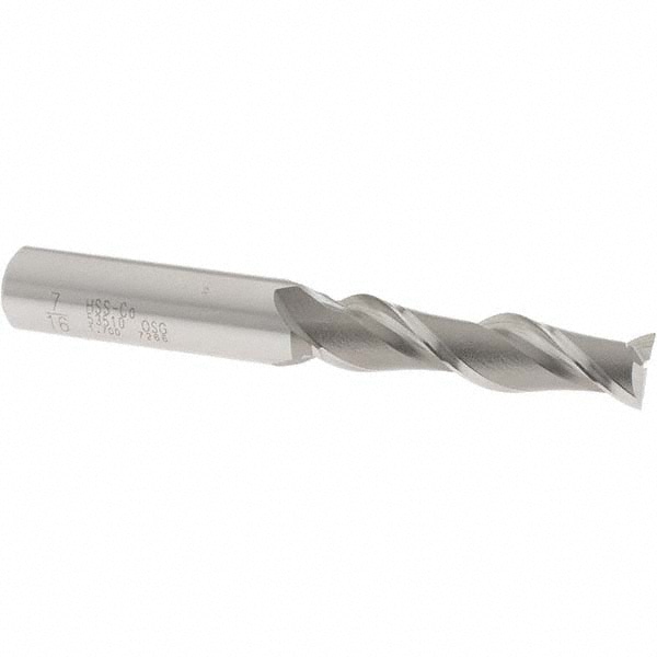 OSG 5351000 Square End Mill: 7/16 Dia, 1-3/4 LOC, 1/2 Shank Dia, 3-3/4 OAL, 2 Flutes, Cobalt Image