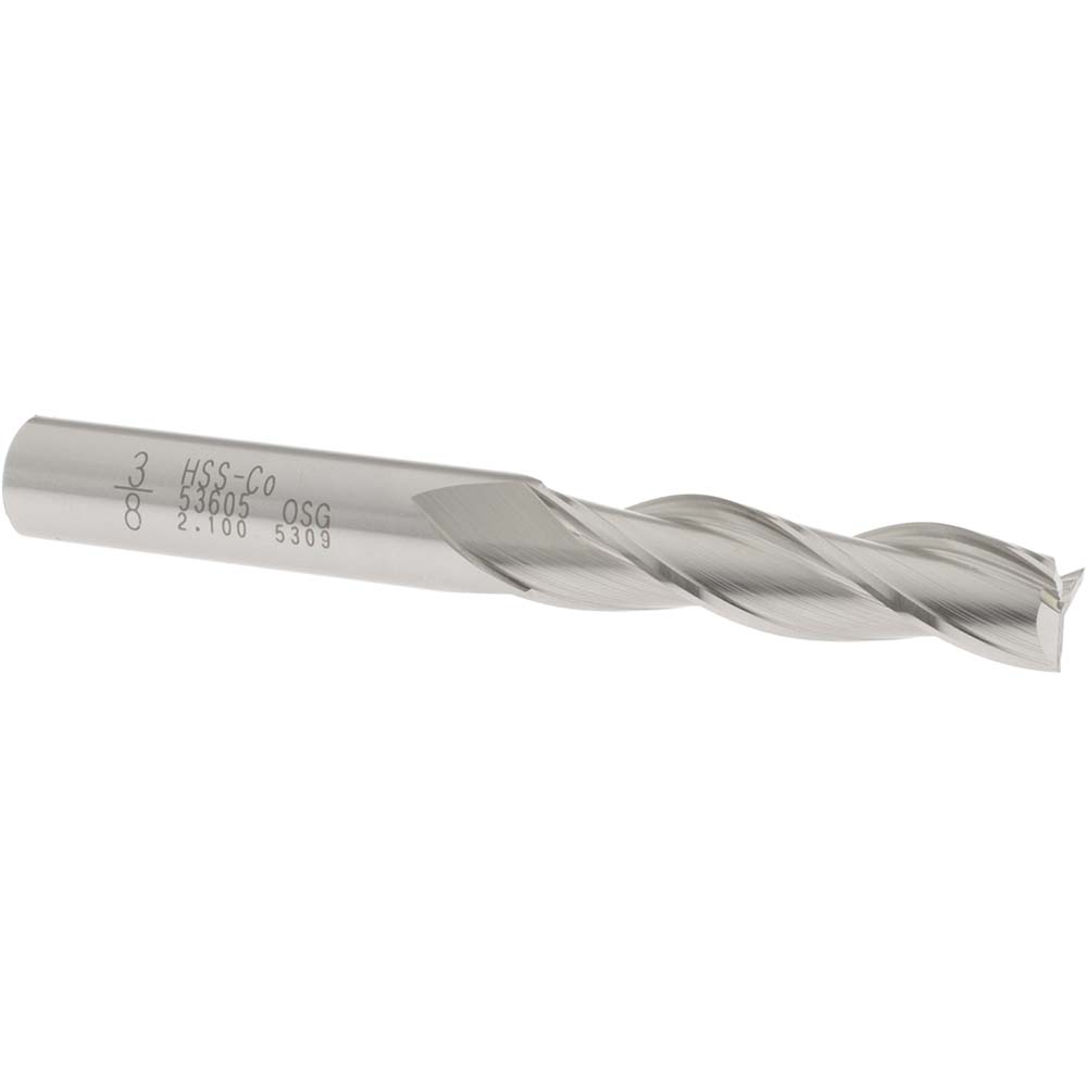 OSG 5360500 Square End Mill: 3/8 Dia, 1-1/2 LOC, 3/8 Shank Dia, 3-1/4 OAL, 3 Flutes, Cobalt Image
