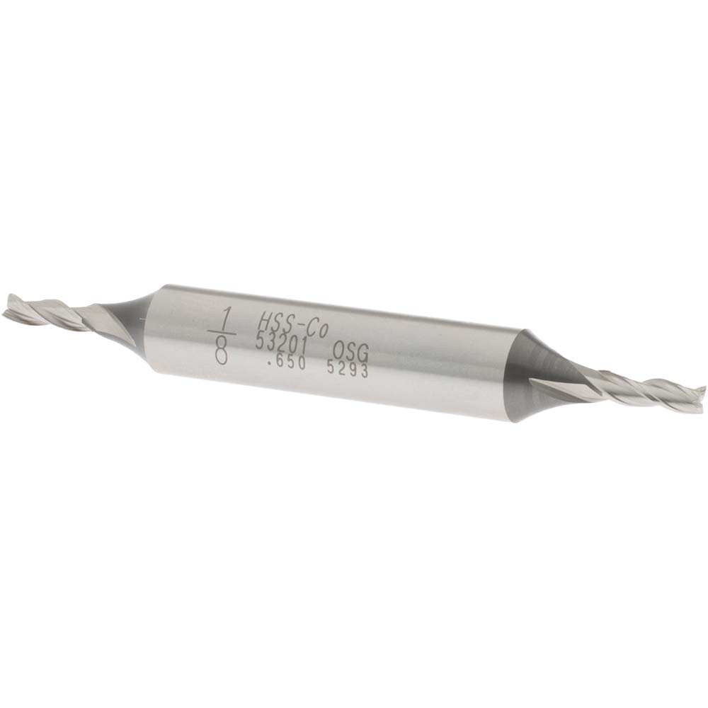 OSG 5320100 Square End Mill: 1/8 Dia, 3/8 LOC, 3/8 Shank Dia, 3-1/16 OAL, 3 Flutes, Cobalt Image