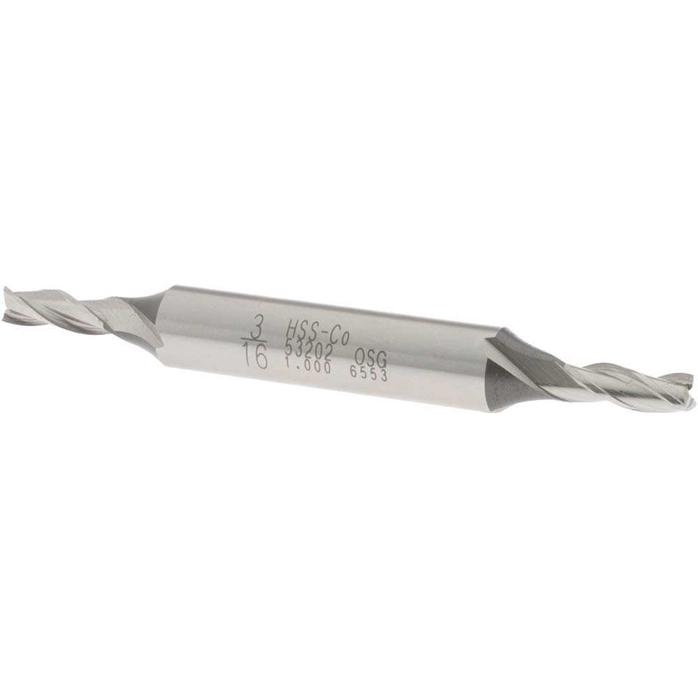 OSG 5320200 Square End Mill: 3/16 Dia, 1/2 LOC, 3/8 Shank Dia, 3-1/4 OAL, 3 Flutes, Cobalt Image