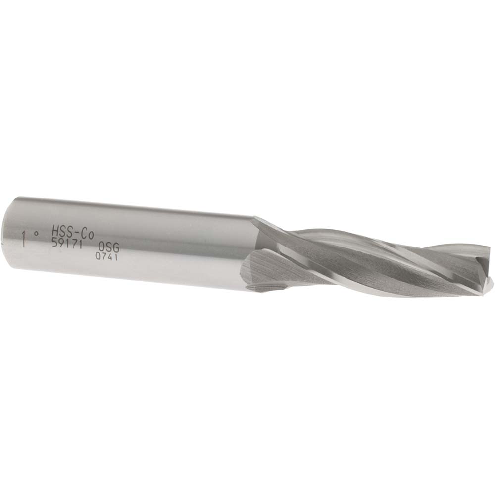 OSG 5917100 Tapered End Mill: 1 &deg; per Side, 3/8" Small Dia, 1-1/4" LOC, 3 Flutes, Cobalt, Square End Image