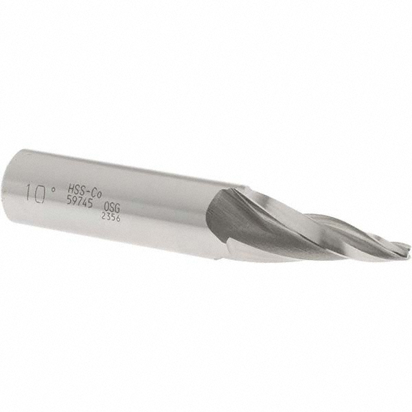 OSG 5974500 Tapered End Mill: 10 &deg; per Side, 1/8" Small Dia, 1-1/4" LOC, 3 Flutes, Cobalt, Square End Image