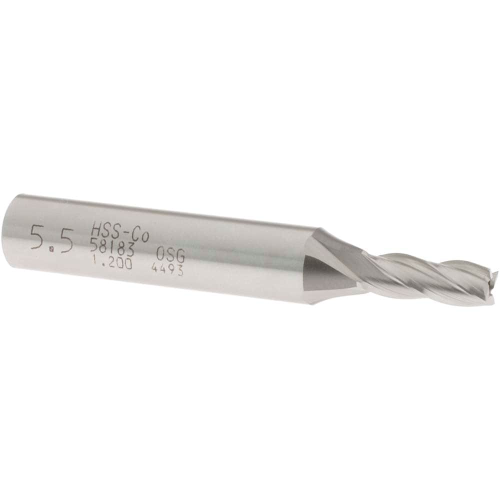 OSG 5818300 Square End Mill: 0.2165 Dia, 9/16 LOC, 3/8 Shank Dia, 2-7/16 OAL, 4 Flutes, Cobalt Image