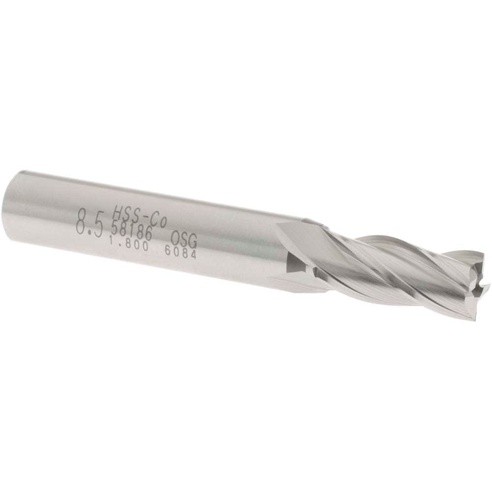 OSG 5818600 Square End Mill: 0.3346 Dia, 3/4 LOC, 3/8 Shank Dia, 2-1/2 OAL, 4 Flutes, Cobalt Image