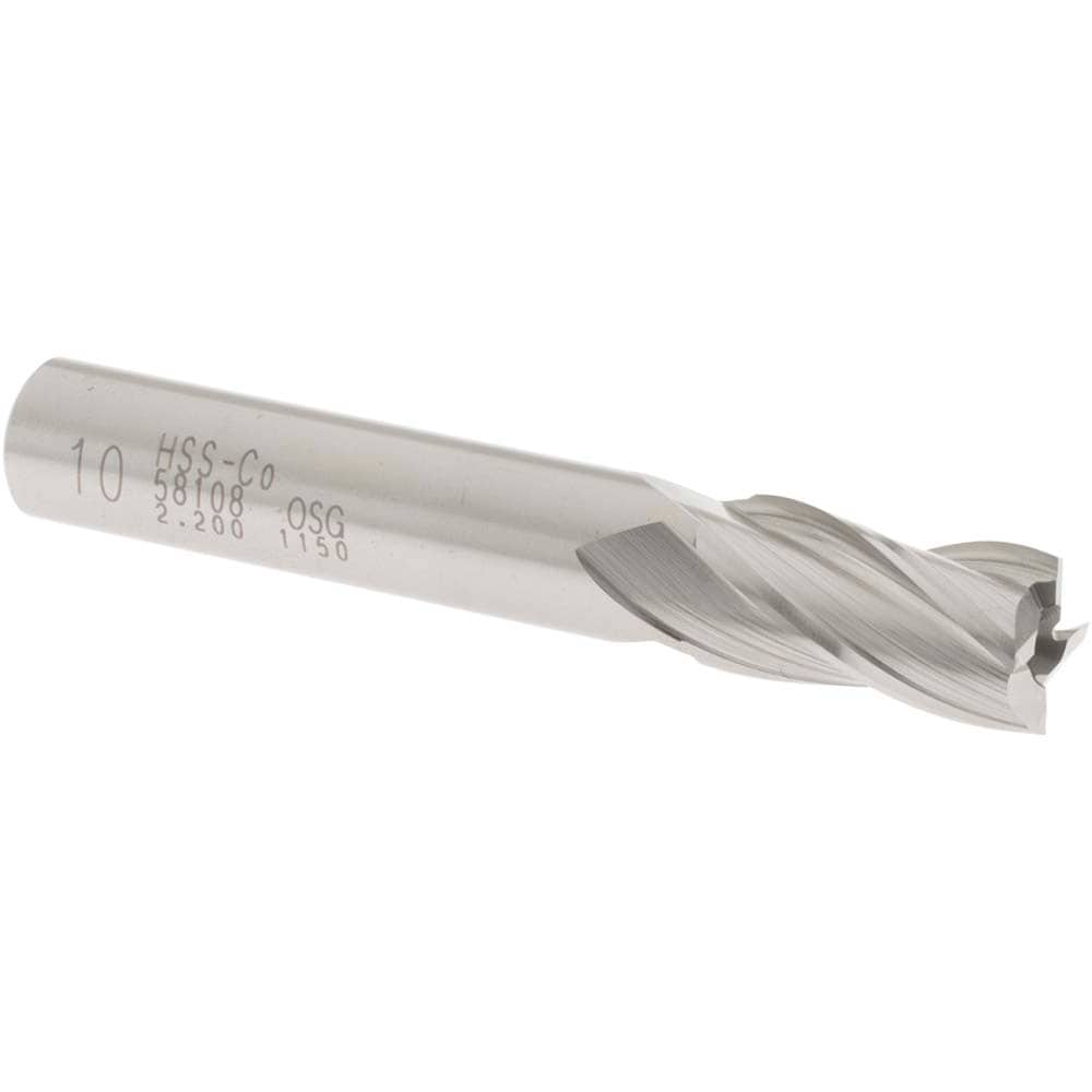 OSG 5810800 Square End Mill: 0.3937 Dia, 3/4 LOC, 3/8 Shank Dia, 2-1/2 OAL, 4 Flutes, Cobalt Image