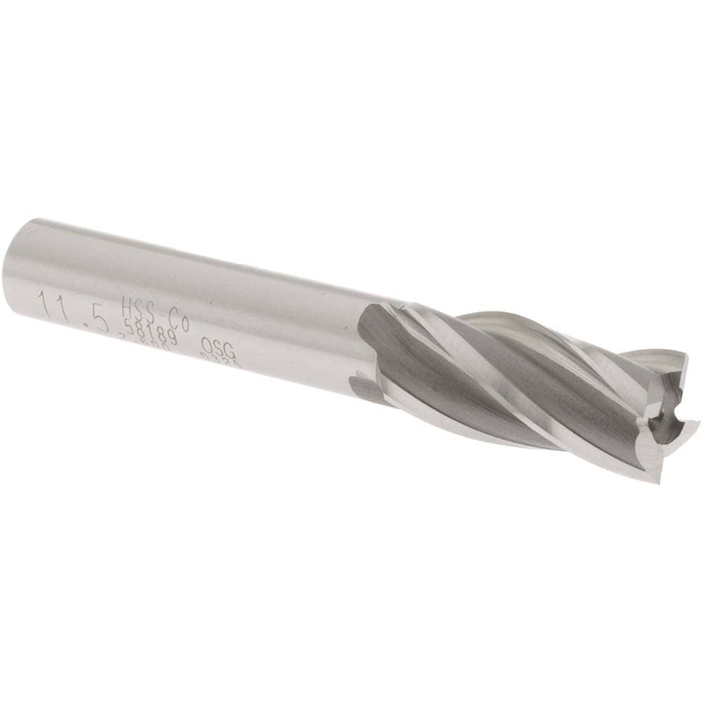 OSG 5818900 Square End Mill: 0.4528 Dia, 1 LOC, 3/8 Shank Dia, 2-11/16 OAL, 4 Flutes, Cobalt Image