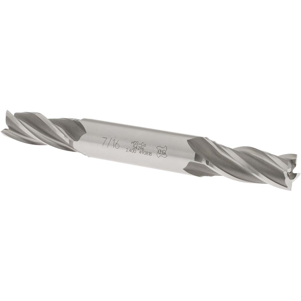 OSG 5429600 Square End Mill: 7/16 Dia, 1 LOC, 1/2 Shank Dia, 4-1/8 OAL, 4 Flutes, Cobalt Image