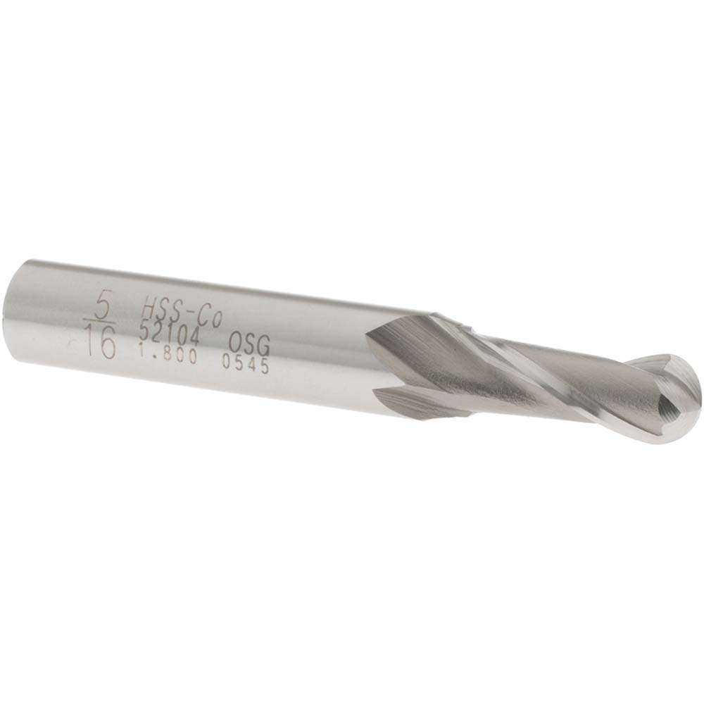 OSG Ball End Mill 5/16" Dia, 3/4" LOC, 2 Flute, Cobalt MSC Direct