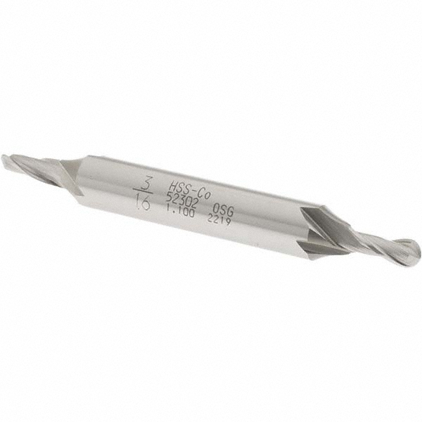 OSG 5230200 Ball End Mill: 0.1875" Dia, 0.4375" LOC, 2 Flute, Cobalt Image