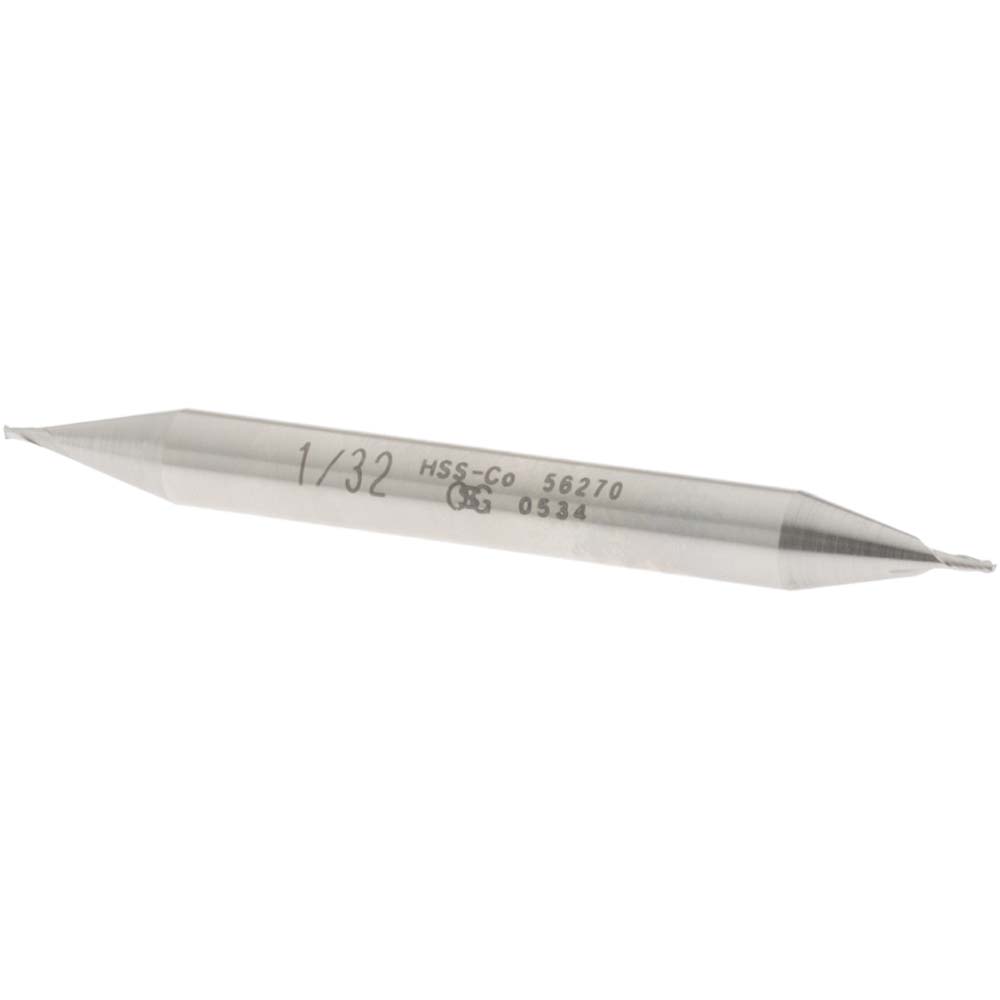 OSG 5627000 Square End Mill: 1/32 Dia, 3/64 LOC, 3/16 Shank Dia, 2 OAL, 2 Flutes, Cobalt Image