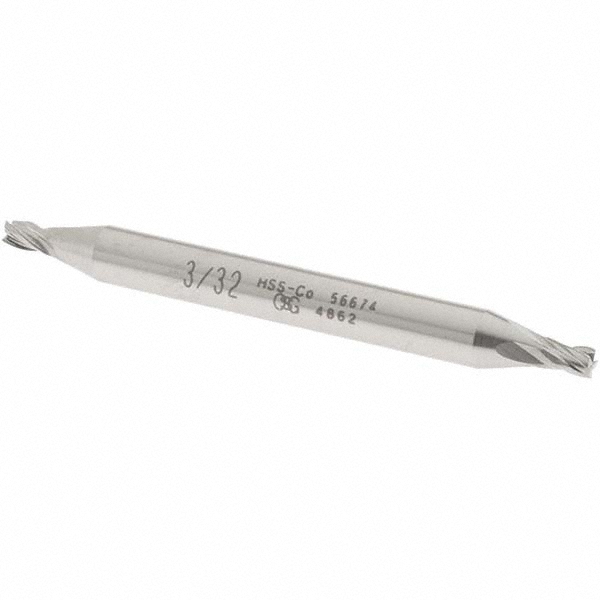OSG 5667400 Square End Mill: 3/32 Dia, 9/64 LOC, 3/16 Shank Dia, 2 OAL, 4 Flutes, Cobalt Image