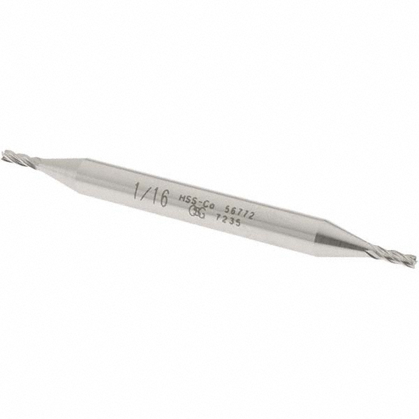 OSG 5677200 Square End Mill: 1/16 Dia, 3/16 LOC, 3/16 Shank Dia, 2-1/4 OAL, 4 Flutes, Cobalt Image