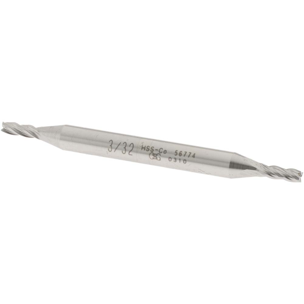 OSG 5677400 Square End Mill: 3/32 Dia, 9/32 LOC, 3/16 Shank Dia, 2-1/4 OAL, 4 Flutes, Cobalt Image