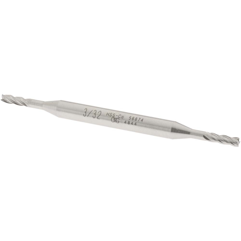 OSG 5687400 Square End Mill: 3/32 Dia, 9/32 LOC, 3/16 Shank Dia, 2-5/8 OAL, 4 Flutes, Cobalt Image