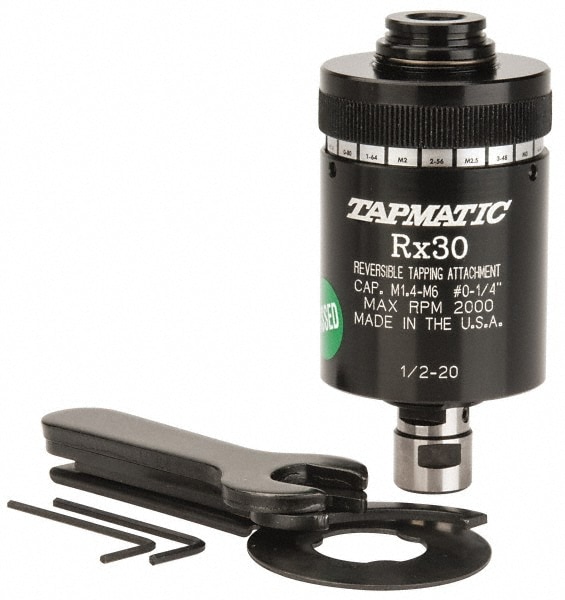 Tapmatic 13050 Model RX30, No. 0 Min Tap Capacity, 1/4 Inch Max Mild Steel Tap Capacity, 1/2-20 Mount Tapping Head 